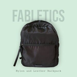Fabletics Black Medium Size Backpack - Faux Leather Zipper Pulls, Handle, Straps